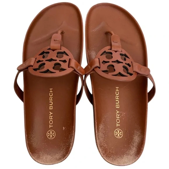 Tory Burch Brown Leather Logo Sandals. Womens size 8. - Picture 6 of 8